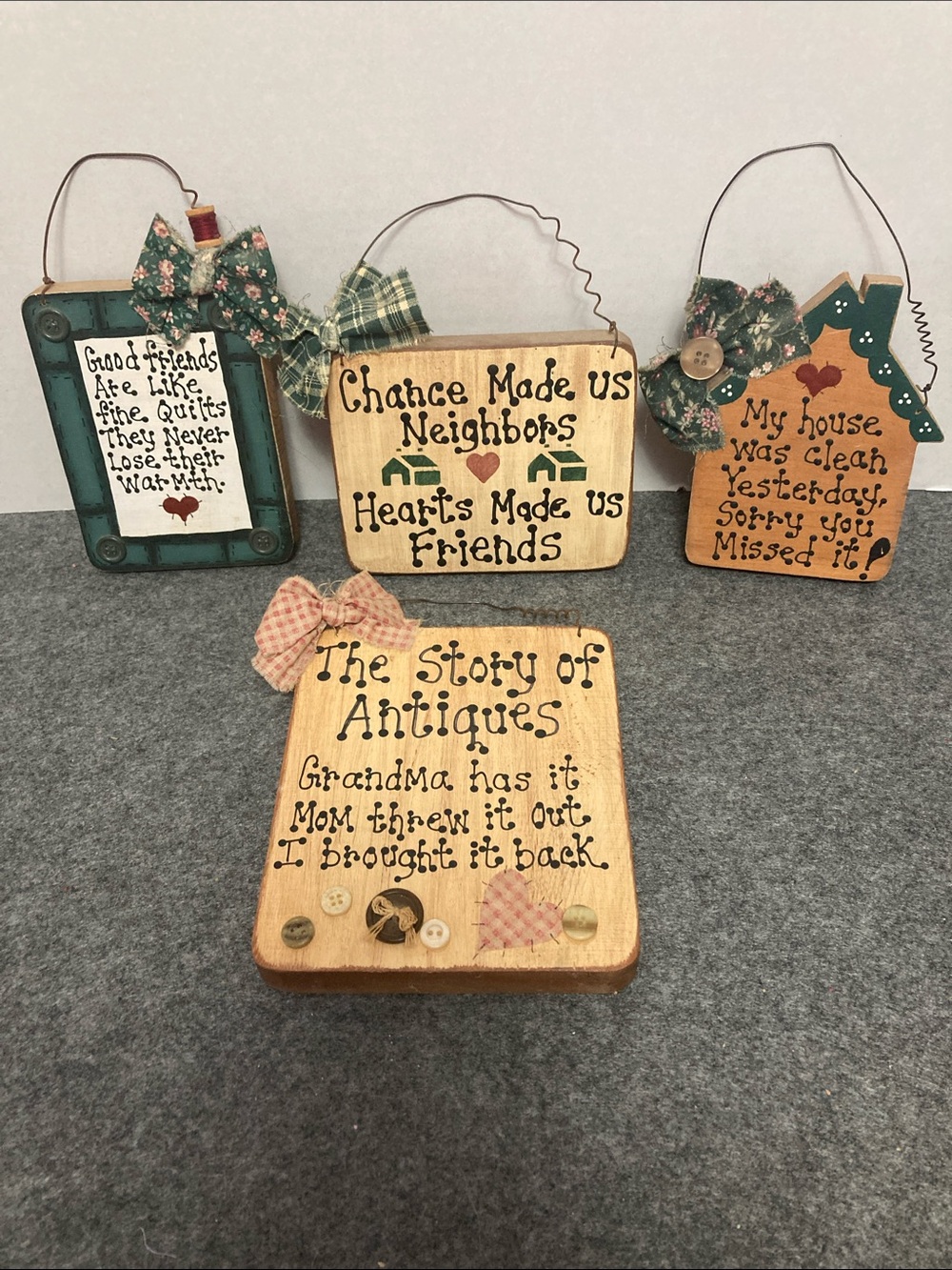 Hand made crafted from wood painted hanging signs cottagecore farmhouse